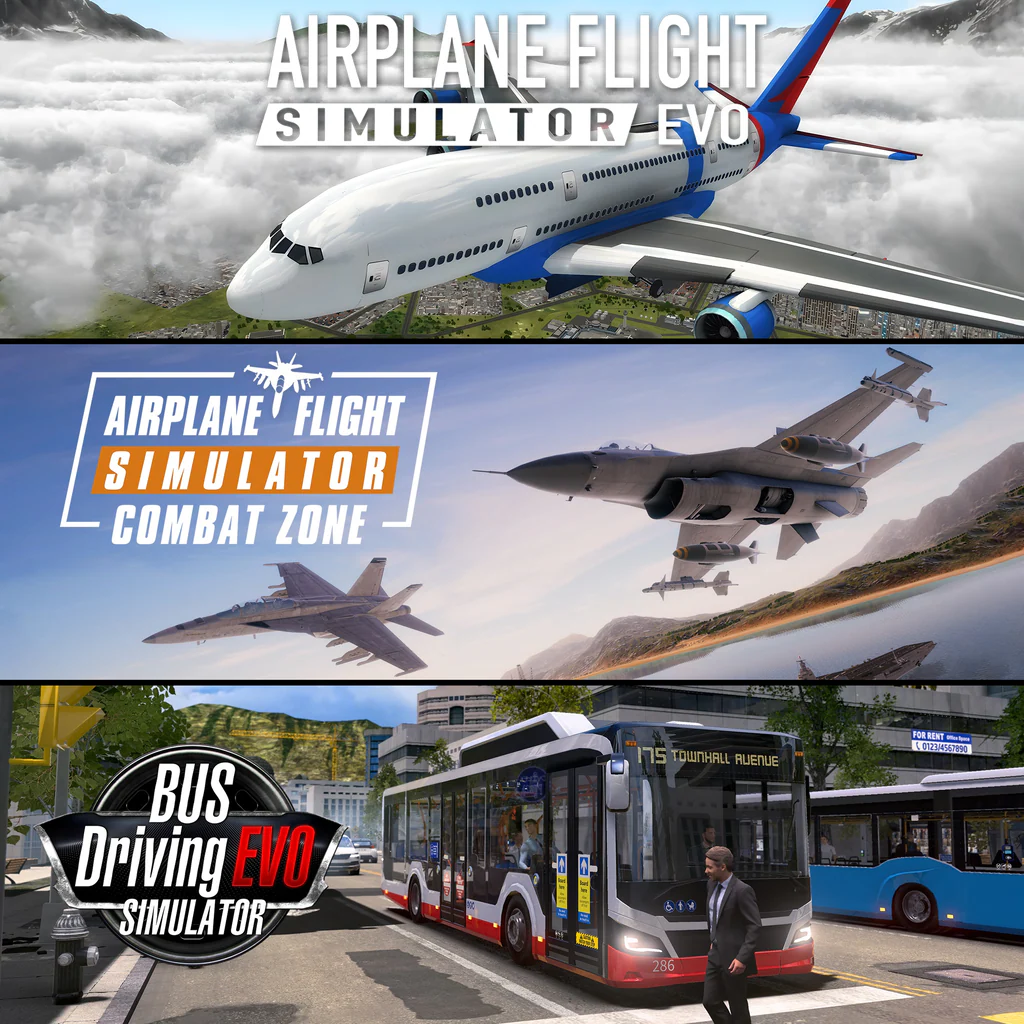 Airplane Flight Simulator : EVO & Combat Zone + Bus Driving Simulator : EVO Bundle (English, Korean, Japanese)