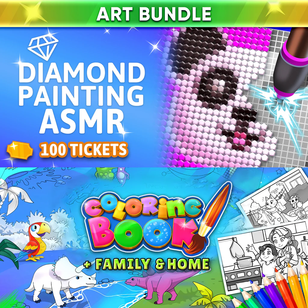 Diamond Painting ASMR & Coloring Book: Art Bundle